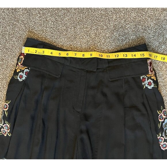 Free People Pants Wide leg Florence Embroidered Striped Boho Floral Size 8 - Picture 7 of 16